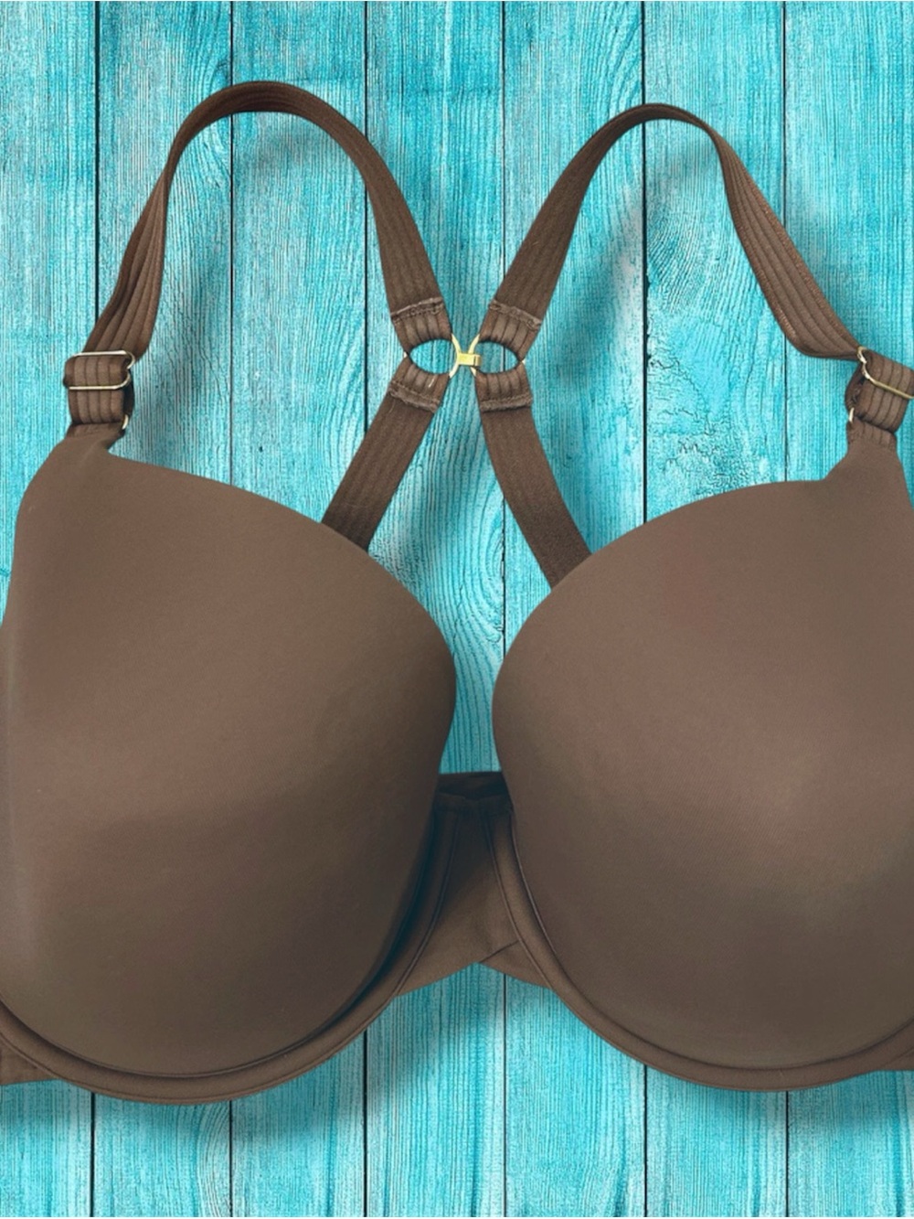 JoySpun Smoothing Bra Size 38D Lightly Lined Full Coverage Underwire Chocolate